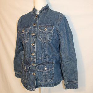 CARRIBEAN JOE Jean Jacket Size Medium Medium Blue Cotton Casual Denim Buttons
